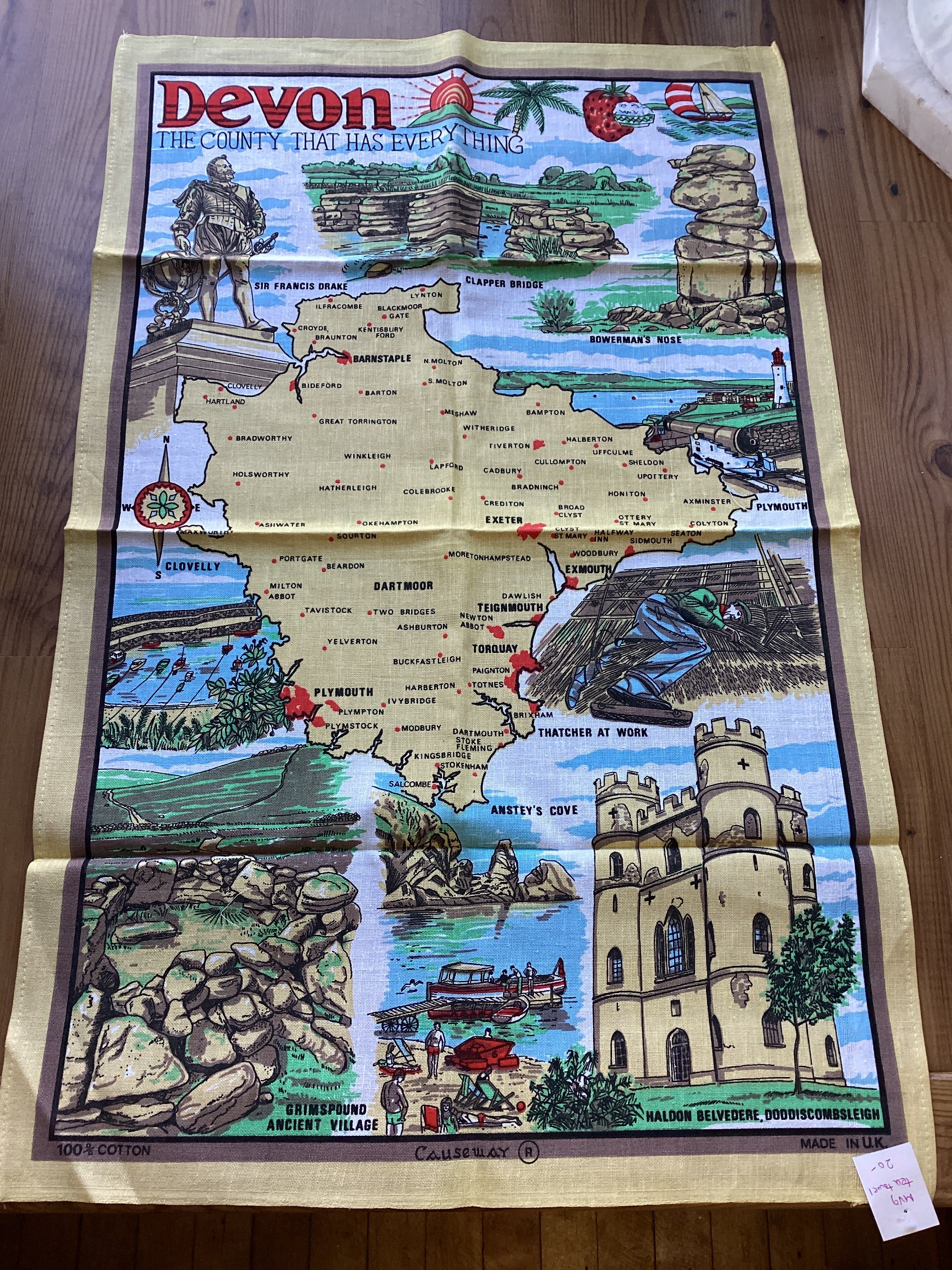 Vintage Tea Towel - Devon The Country That Has Everything