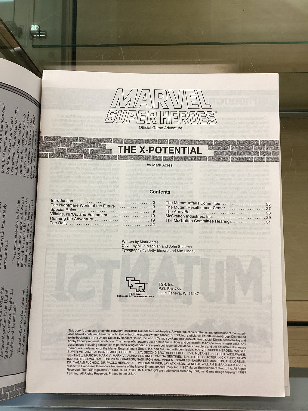 Marvel Superheroes Official Advanced Game Accessory: The X-Men Potential Acres MX2 Comic Book